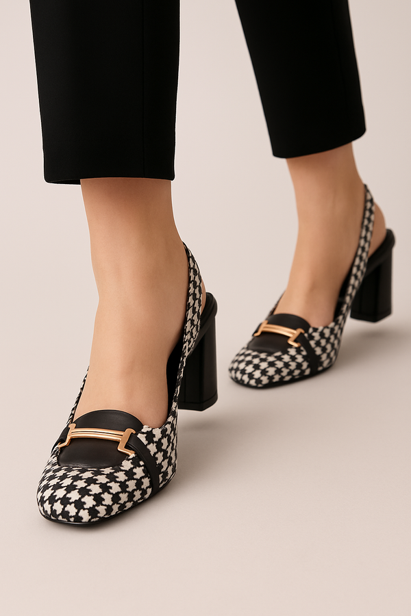 CHECKERED PUMPS- BLACK