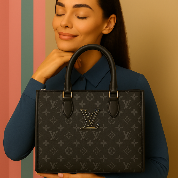 LV BLACK MONOGRAM EMBOSSED TOTE